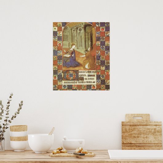 Mary bezoekt haar neef Elizabeth, middeleeuws Poster (Keuken)