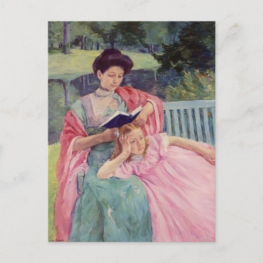 Mary Cassatt-Auguste die haar dochter leest Briefkaart (Voorkant)