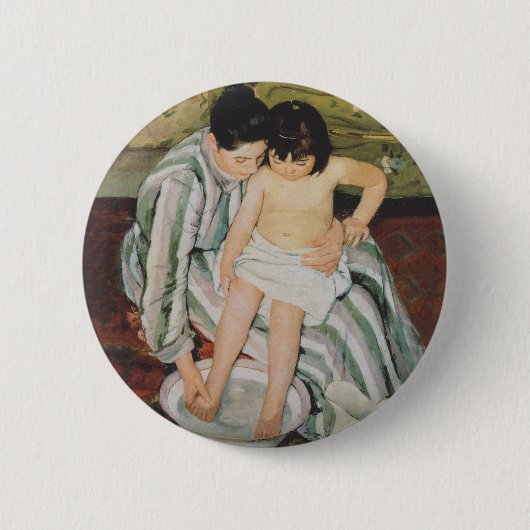 Mary Cassatt Child's Bath Painting Ronde Button 5,7 Cm (Voorkant)