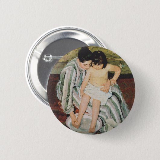 Mary Cassatt Child's Bath Painting Ronde Button 5,7 Cm (Voorkant /achterkant)