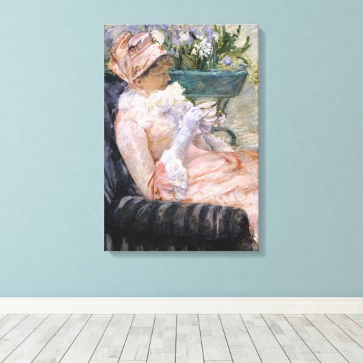 Mary Cassatt - De beker van Tea Canvas Afdruk (Insitu (Houten vloer))