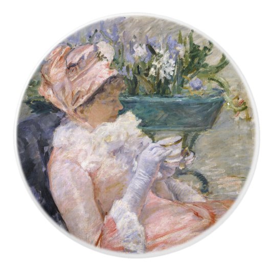 Mary Cassatt - De beker van Tea Keramische Knop (Voorkant)