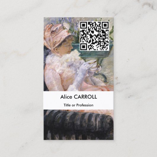 Mary Cassatt - de Beker van Tea - QR Code Visitekaartje (Voorkant)