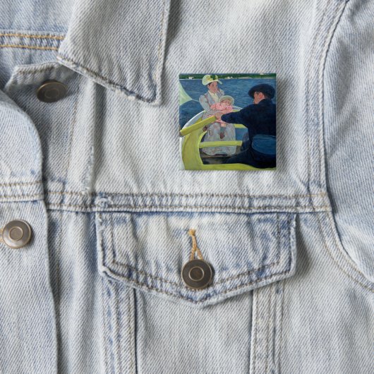 Mary Cassatt - De Boating Party Vierkante Button 5,1 Cm (In situ)