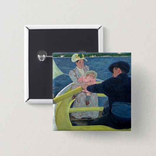 Mary Cassatt - De Boating Party Vierkante Button 5,1 Cm (Voorkant /achterkant)