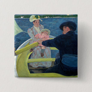 Mary Cassatt - De Boating Party Vierkante Button 5,1 Cm