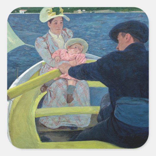 Mary Cassatt - De bootreis Vierkante Sticker (Voorkant)