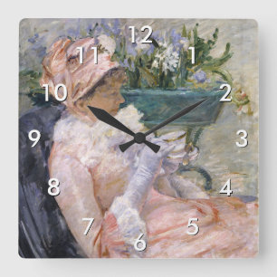 Mary Cassatt - De kop thee Vierkante Klok