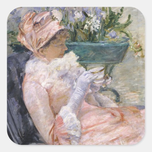 Mary Cassatt - De kop thee Vierkante Sticker (Voorkant)