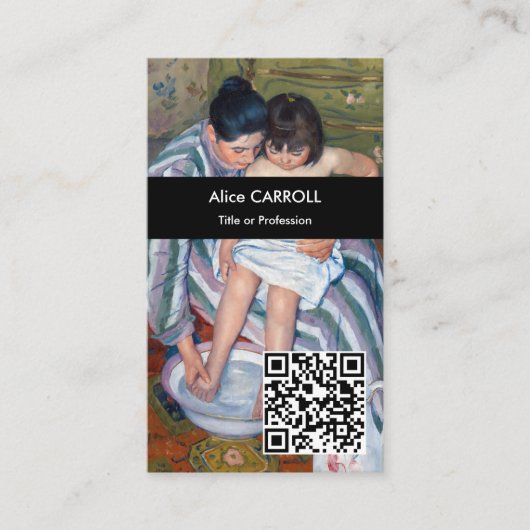 Mary Cassatt - de Waaier van het Kind - QR Code Visitekaartje (Voorkant)