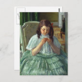 Mary Cassatt-Françoise in Green, Sewing Briefkaart (Voorkant / Achterkant)