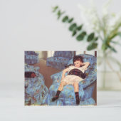 Mary Cassatt Girl in Blue Armstoel Fine Art Briefkaart (Staand voorkant)