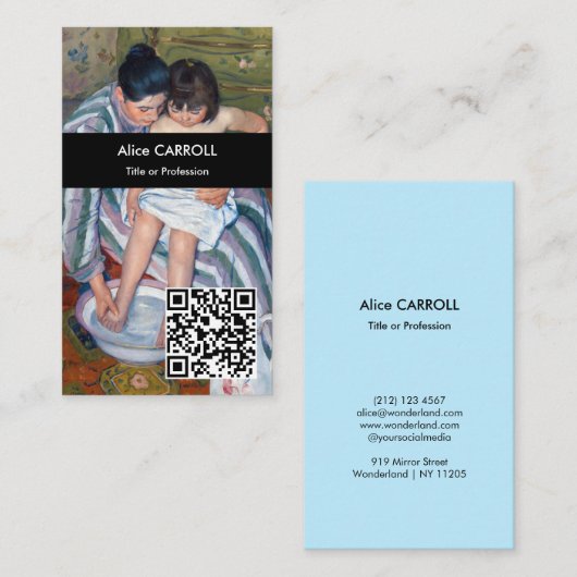 Mary Cassatt - Het bad van het kind - QR Code Visitekaartje (Voorkant / Achterkant)