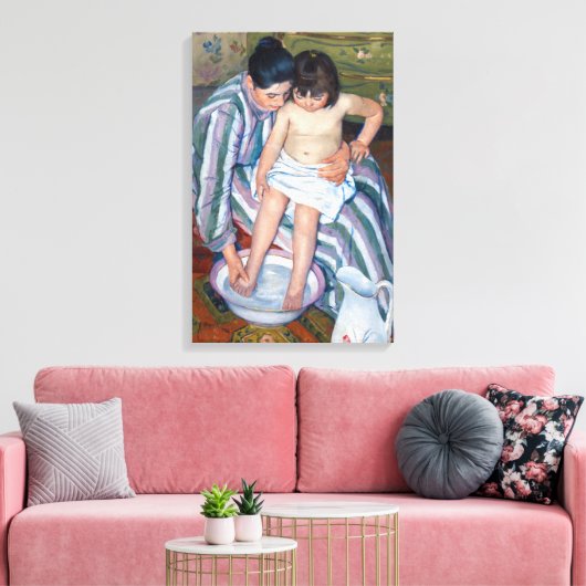 Mary Cassatt - Het kinderbad / Het bad van het kin Canvas Afdruk (Insitu (Woonkamer))