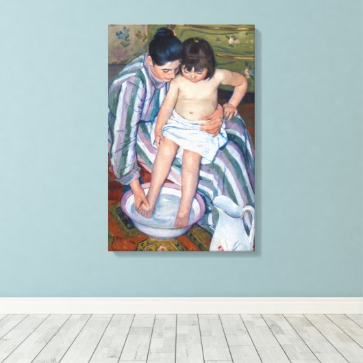 Mary Cassatt - Het kinderbad / Het bad van het kin Canvas Afdruk (Insitu (Houten vloer))