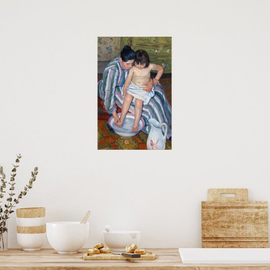 Mary Cassatt - Het kinderbad / Het bad van het kin Poster (Keuken)
