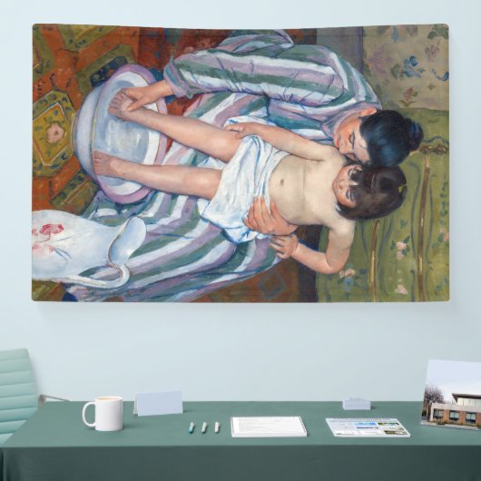 Mary Cassatt - Het kinderbad / Het bad van het kin Spandoek (Beurs)