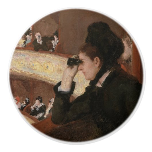 Mary Cassatt - in de Loge Keramische Knop (Voorkant)