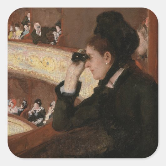 Mary Cassatt - in de Loge Vierkante Sticker (Voorkant)