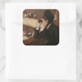 Mary Cassatt - in de Loge Vierkante Sticker (Tas)
