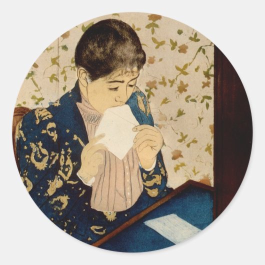 Mary Cassatt is de brief (ongeveer 1891) Ronde Sticker (Voorkant)