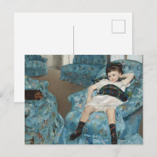 Mary Cassatt Jong Meisje Blauwe Stoel Hond Kunst Briefkaart