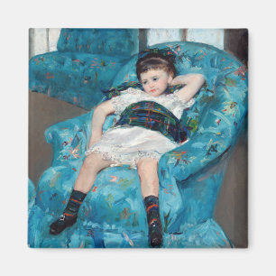 Mary Cassatt - Jong meisje in een blauwe fauteuil Magneet