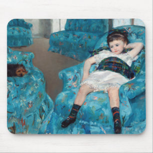 Mary Cassatt - Jong meisje in een blauwe fauteuil Muismat