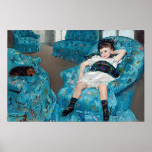 Mary Cassatt - Jong meisje in een blauwe fauteuil Poster
