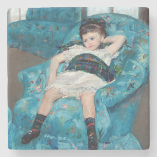 Mary Cassatt - Jong meisje in een blauwe fauteuil Stenen Onderzetter