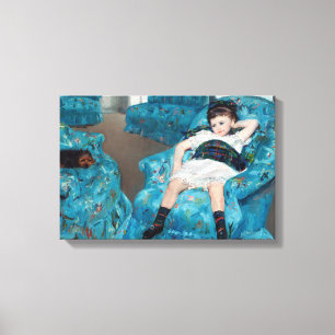 Mary Cassatt - Jong meisje in een blauwe stoel Canvas Afdruk