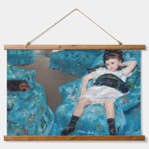 Mary Cassatt - Jong meisje in een blauwe stoel Hangend Wandkleed