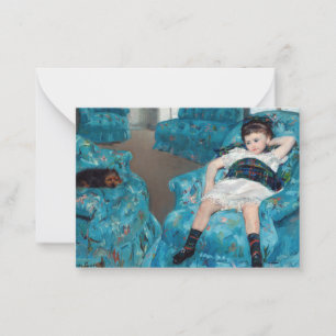 Mary Cassatt - Jong meisje in een blauwe stoel Notitiekaartje
