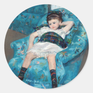 Mary Cassatt - Jong meisje in een blauwe stoel Ronde Sticker