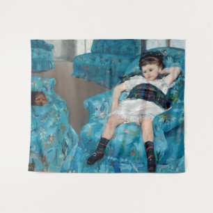 Mary Cassatt - Jong meisje in een blauwe stoel Wandkleed