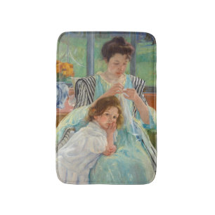 Mary Cassatt - Jonge moeder die naait Badmat