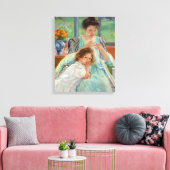 Mary Cassatt - Jonge moeder die naait Canvas Afdruk (Insitu (Woonkamer))