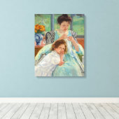 Mary Cassatt - Jonge moeder die naait Canvas Afdruk (Insitu (Houten vloer))