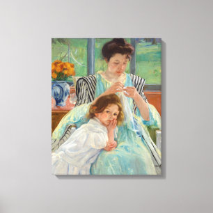 Mary Cassatt - Jonge Moeder die Naait Canvas Afdruk