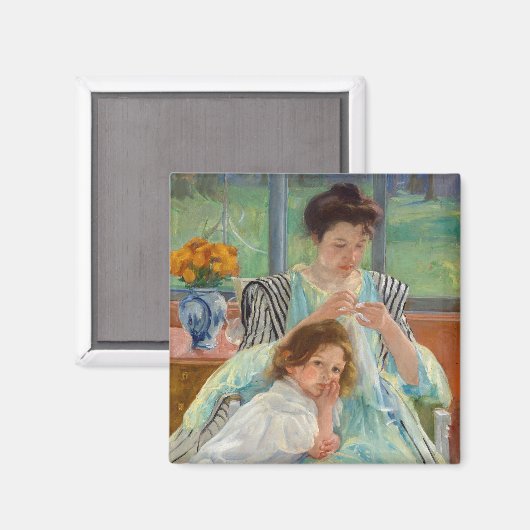 Mary Cassatt - Jonge moeder die naait Magneet (Voorkant / Achterkant)