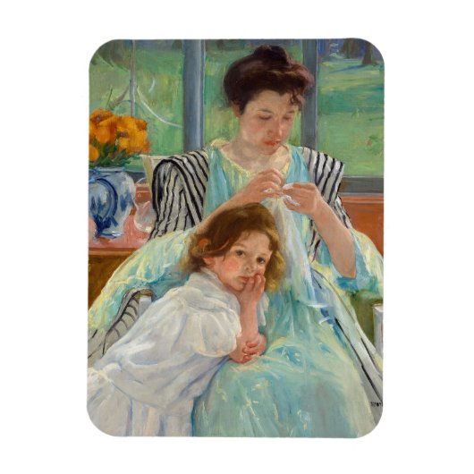 Mary Cassatt - Jonge moeder die naait Magneet (Verticaal)