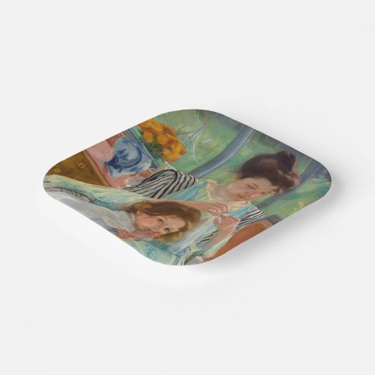 Mary Cassatt - Jonge moeder die naait Papieren Bordje (Gebogen)