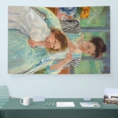 Mary Cassatt - Jonge moeder die naait Spandoek (Beurs)
