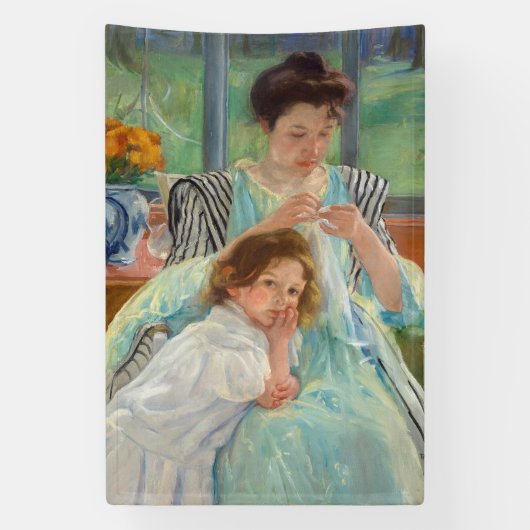 Mary Cassatt - Jonge moeder die naait Spandoek (Verticaal)