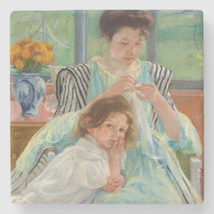 Mary Cassatt - Jonge moeder die naait Stenen Onderzetter
