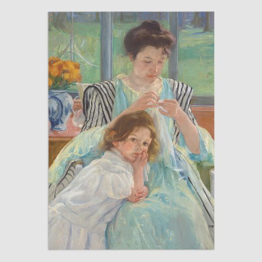 Mary Cassatt - Jonge moeder die naait Tissuepapier