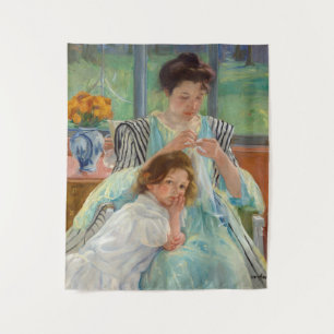 Mary Cassatt - Jonge moeder die naait Wandkleed