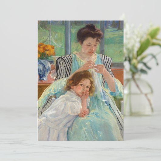 Mary Cassatt - Jonge moeder naait Bedankkaart (Staand voorkant)