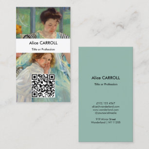 Mary Cassatt - Jonge Moeder Naait - QR Code Visitekaartje