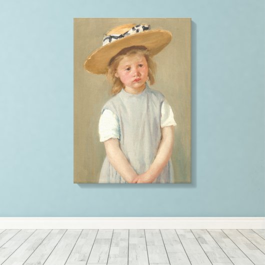 Mary Cassatt - Kind in een rietje Pet Canvas Afdruk (Insitu (Houten vloer))